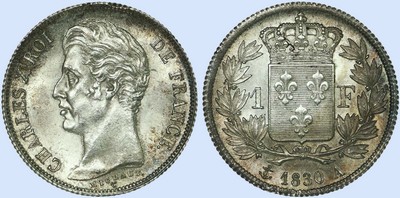 1 Franc CHARLES X Tranche cannele